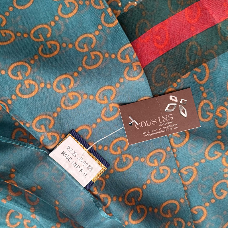 روسری زنانه مدل حریر ابرشیم زنجیری کد 2