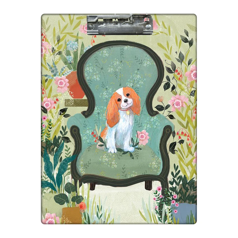 تخته شاسی طرح سگ خوشحال و مبل در بین گلها کد  9179711 سایز A4