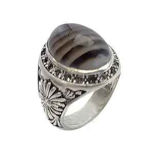 انگشتر نقره مردانه مدل عقیق سلیمانی کد 5918940