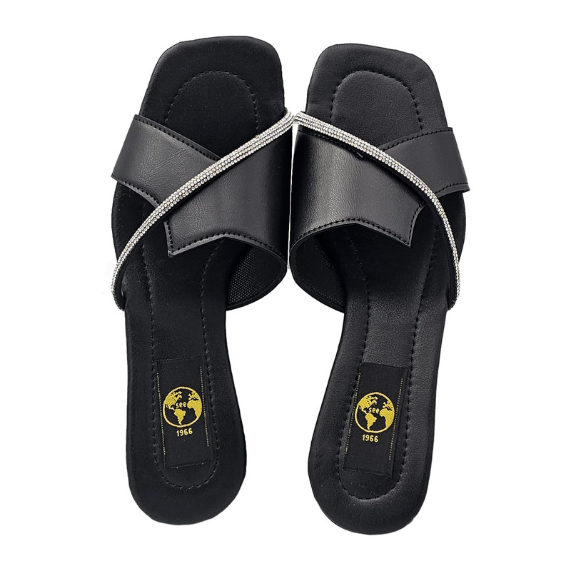 صندل زنانه سیی مدل شاین نگین دار کد 2092