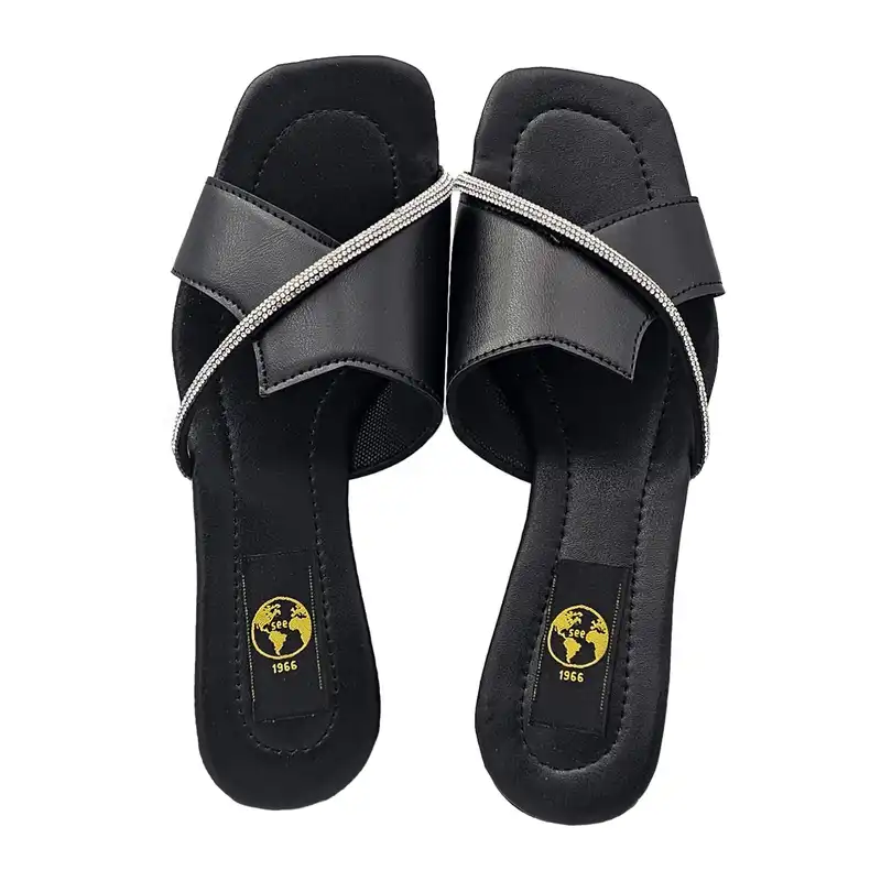 صندل زنانه سیی مدل شاین نگین دار کد 2092