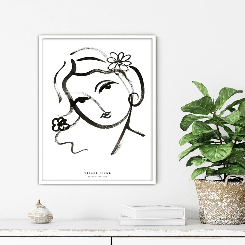 تابلو آتریسا طرح لاین آرت مدرن مدل ATFL116 فریم سفید