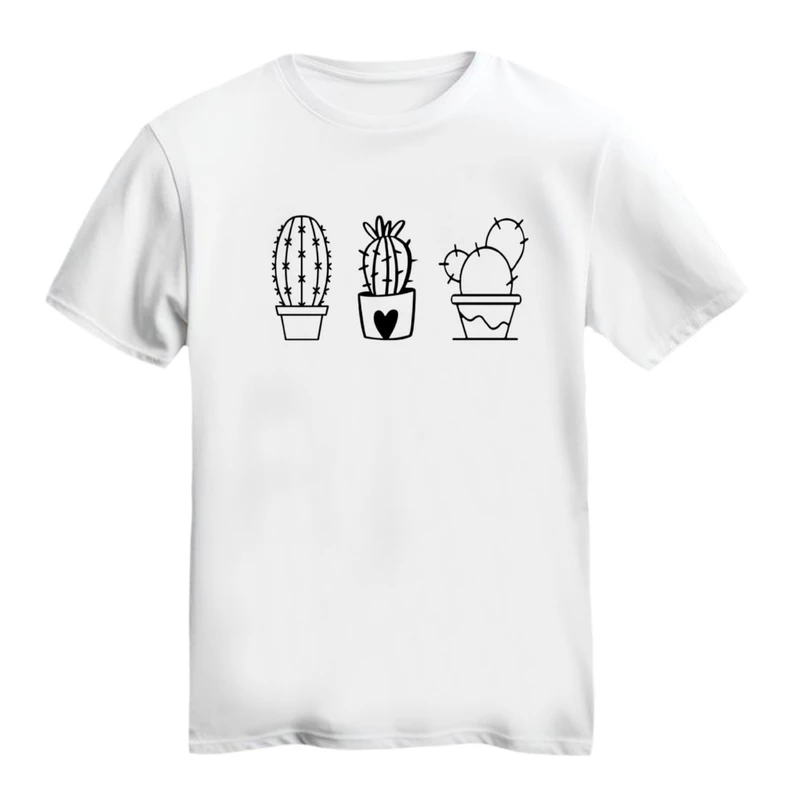 تی شرت آستین کوتاه زنانه مدل کاکتوس خطی 1