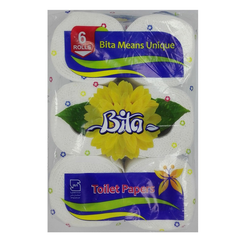 دستمال کاغذی بیتا مدل toilet papers بسته 6 عددی