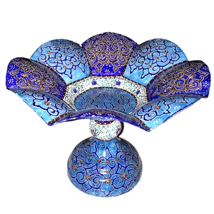 شیرینی خوری مسی میناکاری گالری آسمانی طرح گلبرگ فیروزه مدل Conf-5