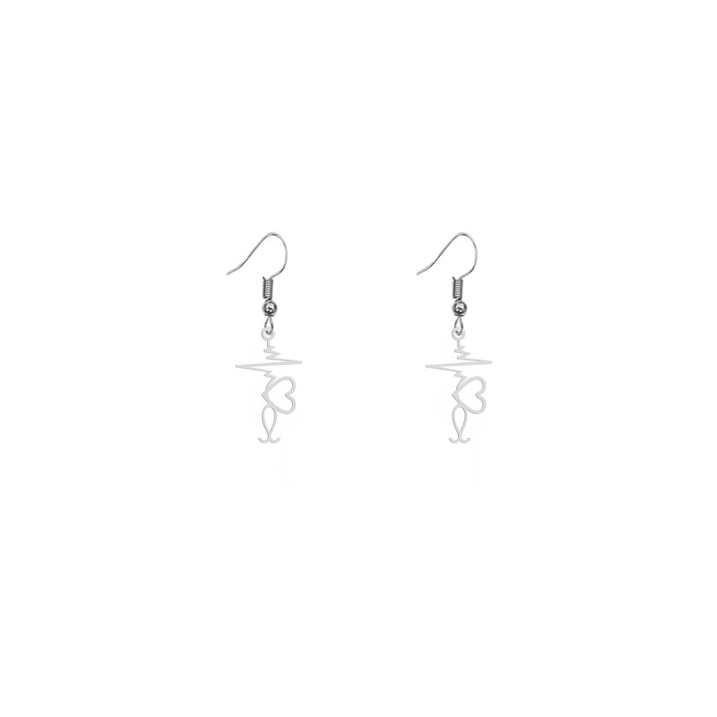 گوشواره نقره زنانه هایکا طرح ضربان قلب مدل n.ha588