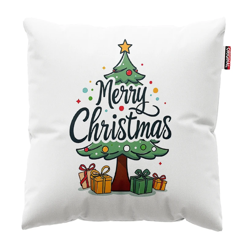 کوسن پاد آفرین مدل کریسمس طرح بابانوئل کاج گوزن آدم برفی کد PK402514 سایز 40*40 سانتی متر