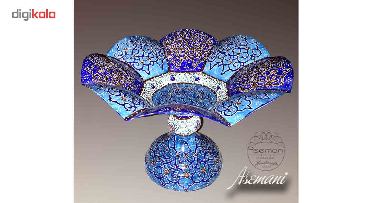 شیرینی خوری مسی میناکاری گالری آسمانی طرح گلبرگ فیروزه مدل Conf-5