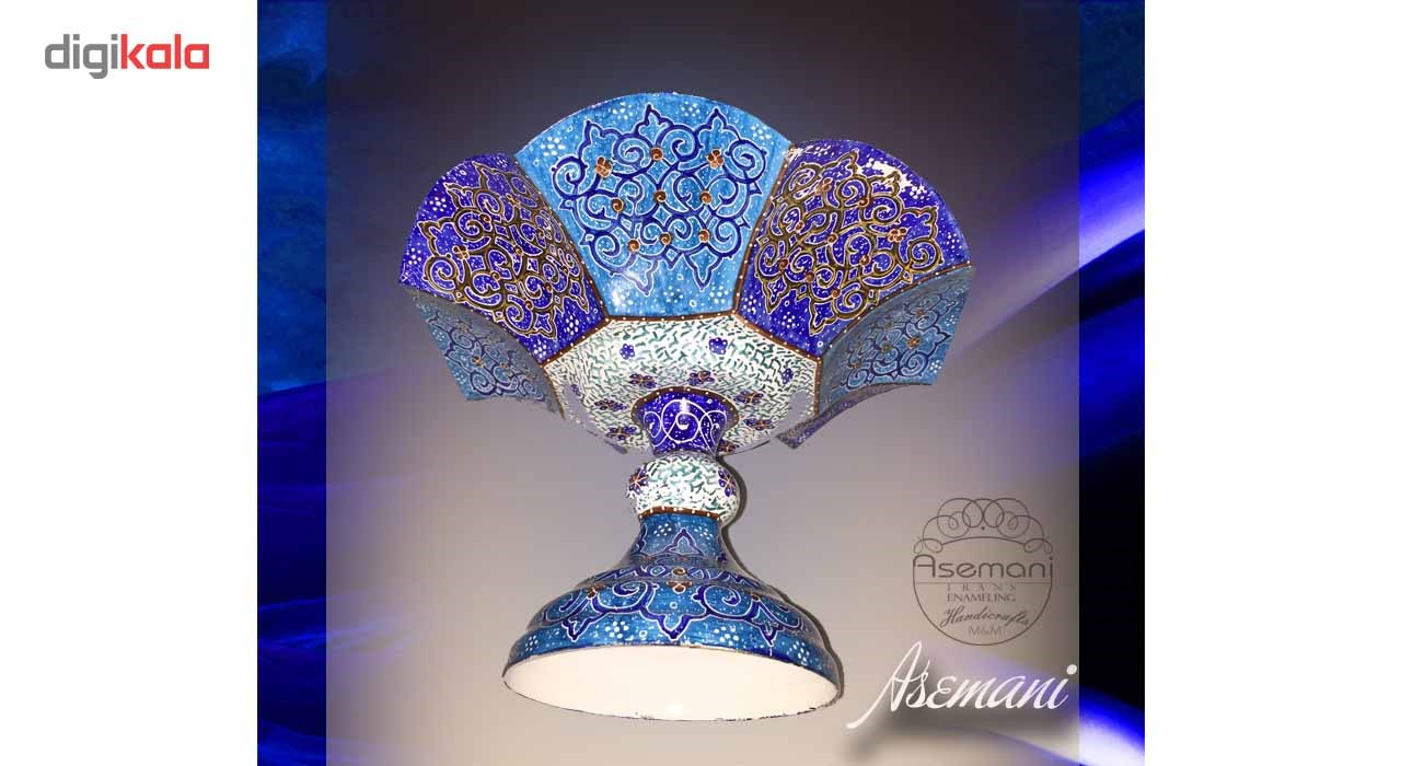 شیرینی خوری مسی میناکاری گالری آسمانی طرح گلبرگ فیروزه مدل Conf-5