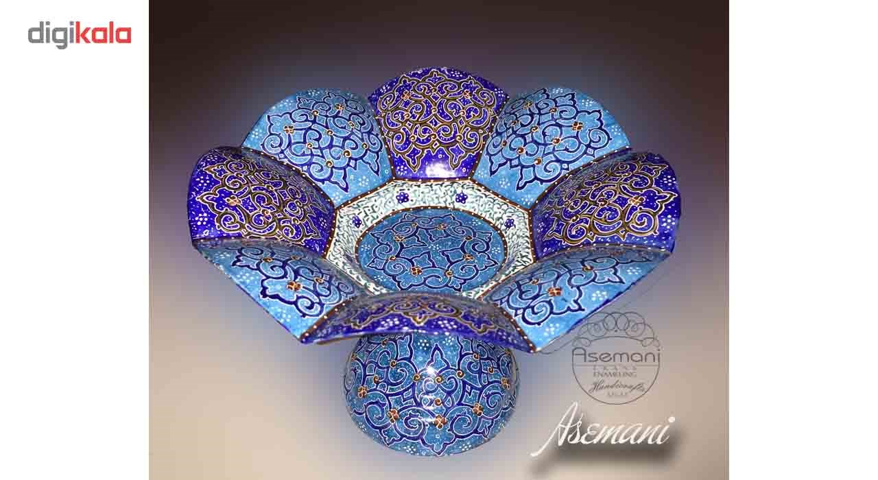 شیرینی خوری مسی میناکاری گالری آسمانی طرح گلبرگ فیروزه مدل Conf-5