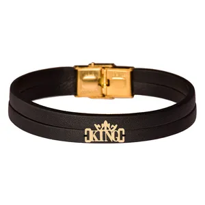  دستبند طلا 18 عیار مردانه کرابو طرح King مدل Kr102358