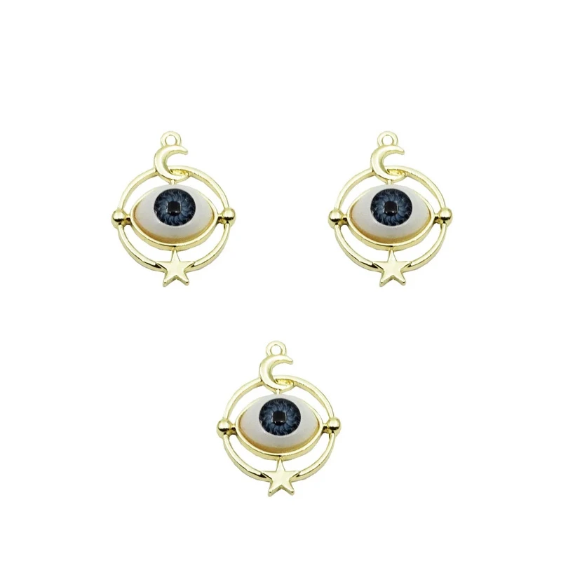 آویز گردنبند زنانه طرح ماه و ستاره مدل چشم و نظر کد 08 مجموعه 3 عددی