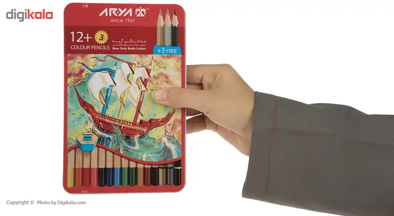 مداد رنگی 12+3 رنگ آریا مدل 3021