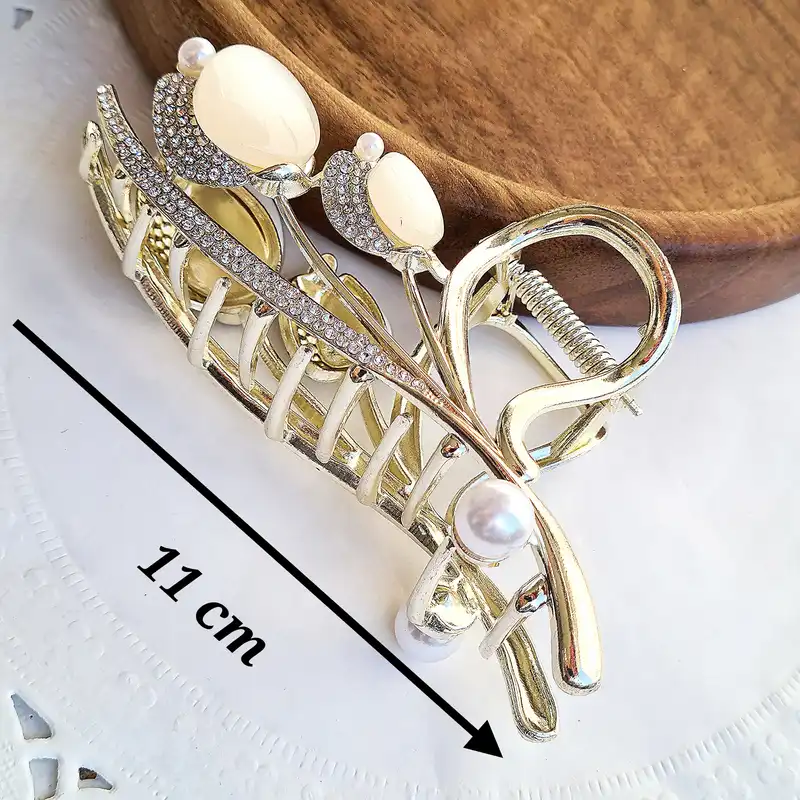 کلیپس مو زنانه مدل لاله کریستالی کد brg 1006