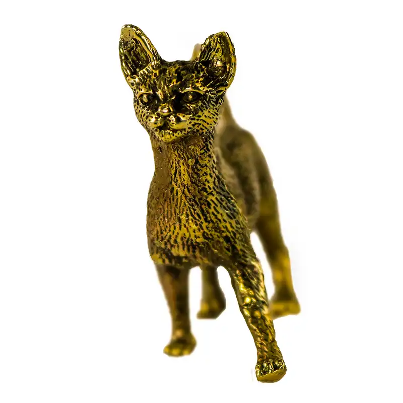 دکوری برنجی مجسمه طرح گربه حبشی مدل RP 1009