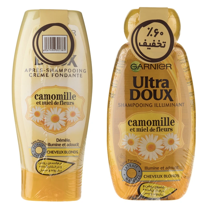 پک شامپو و نرم کننده گارنیه سری Ultra Doux مدل Chamomile And Honey حجم 250 ملی لیتر