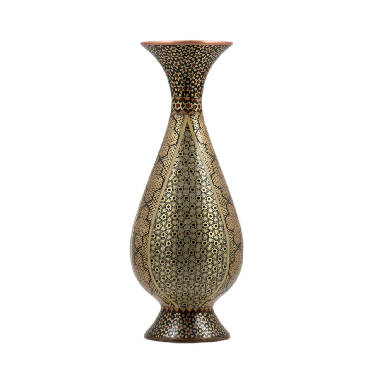 گلدان خاتم کاری رستا طرح صراحی 6 -21 -101 ارتفاع 20 سانتی متر