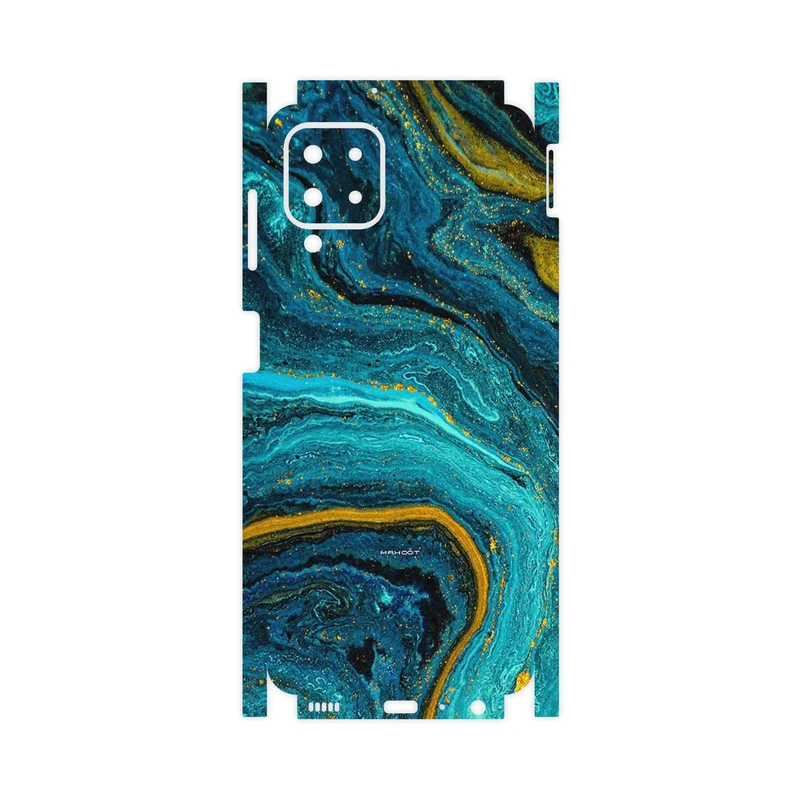 برچسب پوششی ماهوت مدل Turquoise marblewith golden streaks-FullSkin مناسب برای گوشی موبایل سامسونگ Galaxy A22 4G