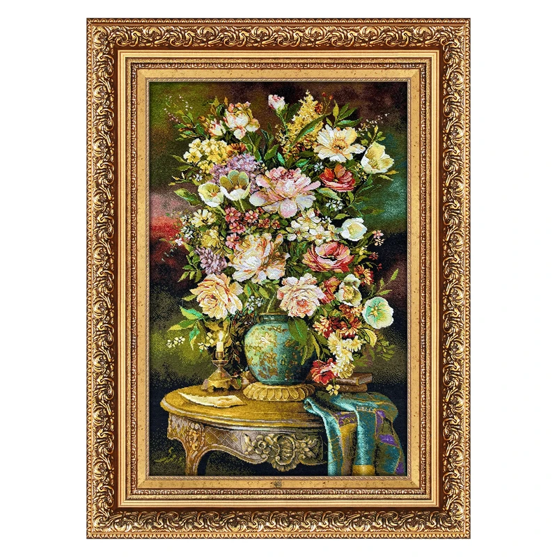 تابلو فرش دستباف فرش میرنظامی طرح گل و گلدان کد 2079