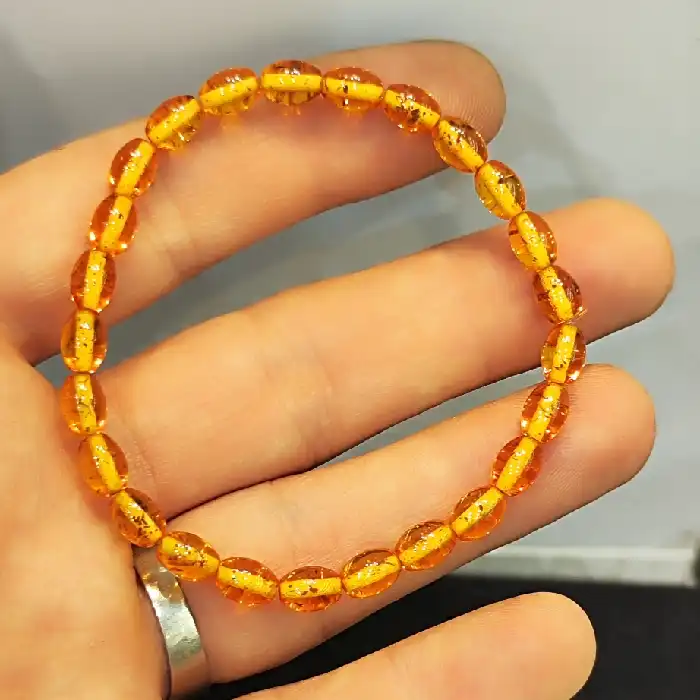 دستبند نقره جات بافندگان مدل صمغ کهربا کد 856