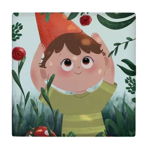 کاشی کارنیلا طرح پسر بچه در باغ مدل لوحی کد klh2012