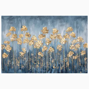فرش پارچه‌ای مدل فرشینه طرح انتزاعی گل طلایی کد AR3058740