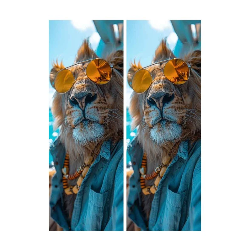 برچسب ستون خودرو طرح شیر جذاب کد BS037 بسته دو عددی