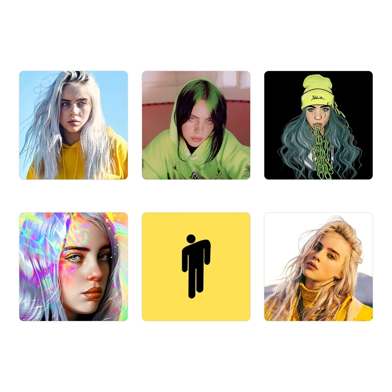 زیر لیوانی طرح Billie Eilish مدل set25 مجموعه 6 عددی