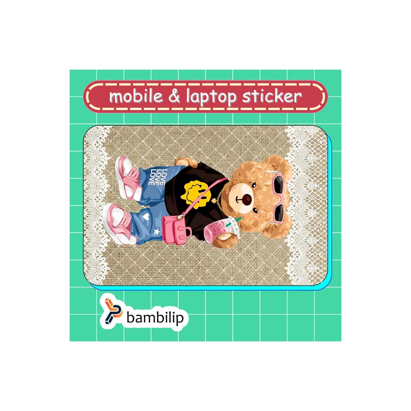 استیکر بامبیلیپ مدل کارت عابر طرح تدی دخترانه کد 9473479