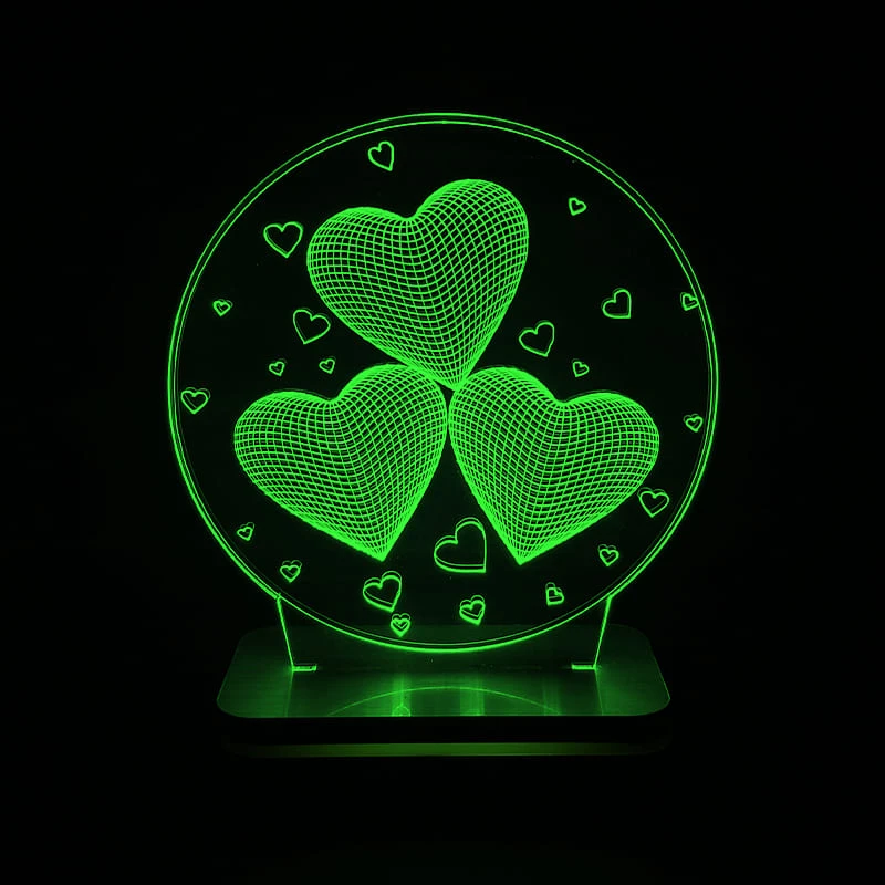  چراغ خواب سان لیزر طرح سه قلب مدل تک رنگ