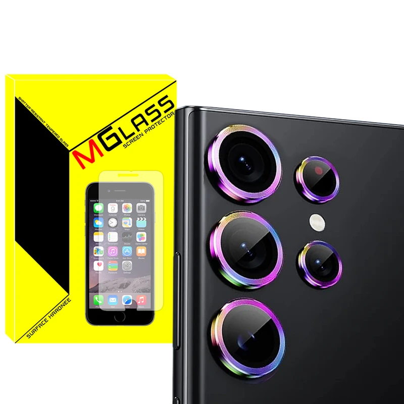محافظ لنز دوربین ام‌گلس مدل Colorful Ring MG مناسب برای گوشی موبایل سامسونگ Galaxy S23 Ultra