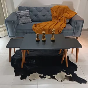 ست میز جلومبلی و عسلی مستطیل با پایه پلیمر و صفحه ام دی اف مدل لمین مجموعه سه عددی