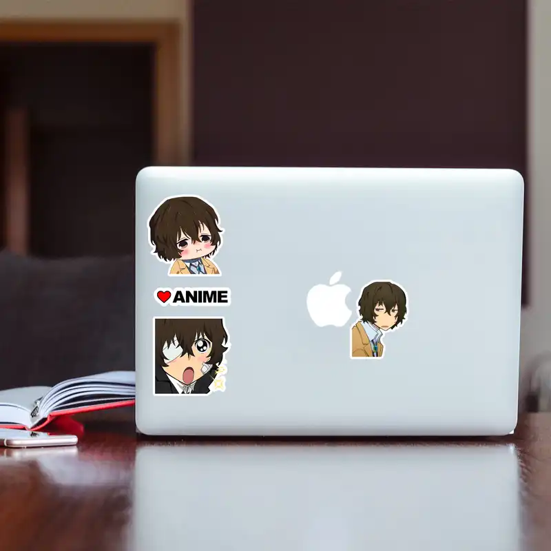 استیکر لپ تاپ پیکسل میکسل مدل انیمه سگ های ولگرد بانگو مجموعه 4 عددی