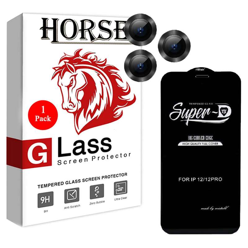 محافظ لنز دوربین هورس مدل 2S-RING مناسب برای گوشی موبایل اپل iPhone 12 Pro به همراه محافظ صفحه نمایش