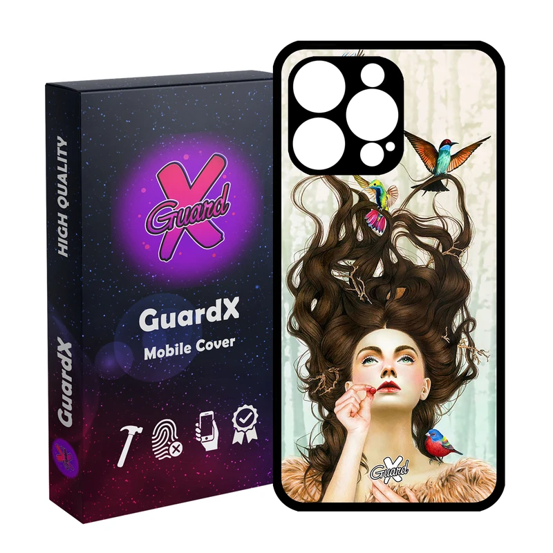 کاور گارد ایکس طرح Girl مدل قاب Glass10290 مناسب برای گوشی موبایل اپل iPhone 15 Pro Max