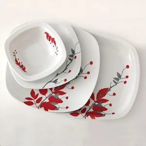 سرویس چینی 27 پارچه غذاخوری چینی زرین ایران سری کواترو مدل رزبرگ درجه یک