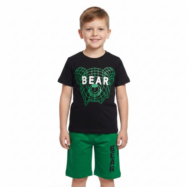ست تی‌شرت آستین کوتاه و شلوارک راحتی پسرانه مدل BEAR کد M11