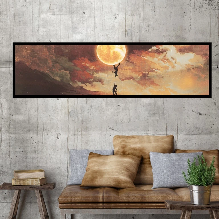تابلو بکلیت طرح منظره خورشید و نقاشی عاشقانه مدل کشیده B-7377