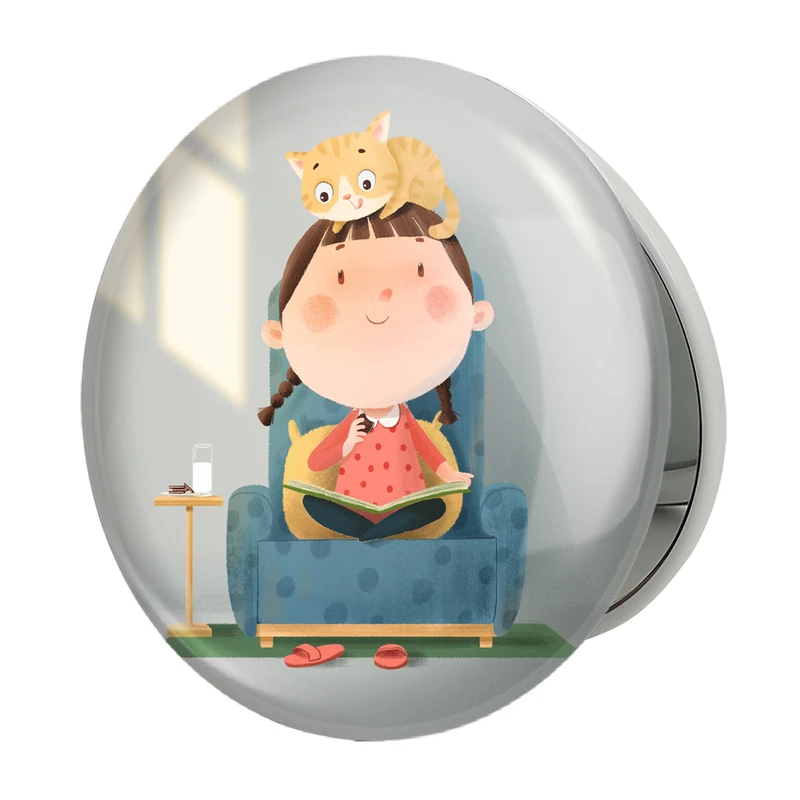 آینه جیبی خندالو طرح دخترانه فانتزی مدل تاشو کد 25712 