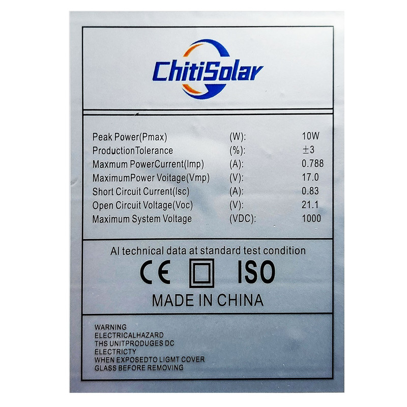پنل خورشیدی چیتی سولار مدل SK-10W ظرفیت 10 وات