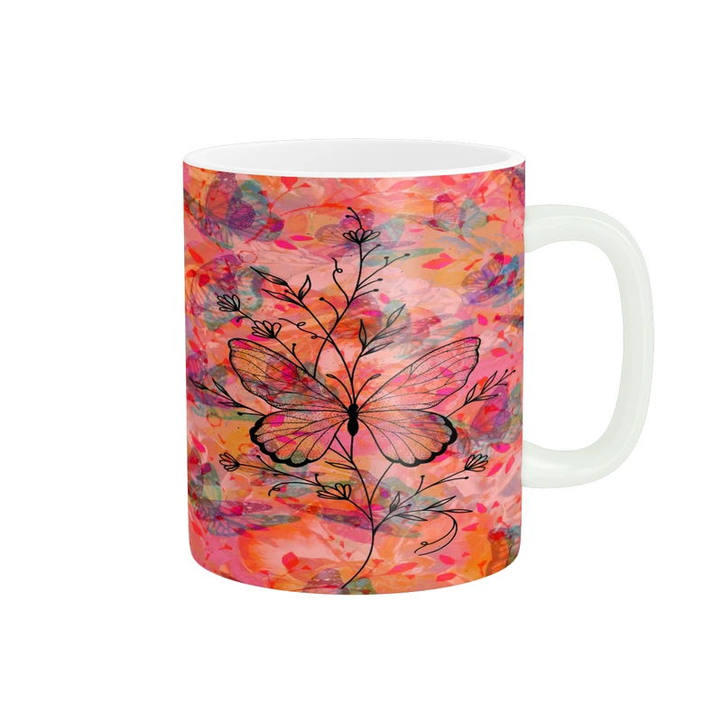 ماگ پادآفرین مدل فانتزی طرح پروانه کد p9762