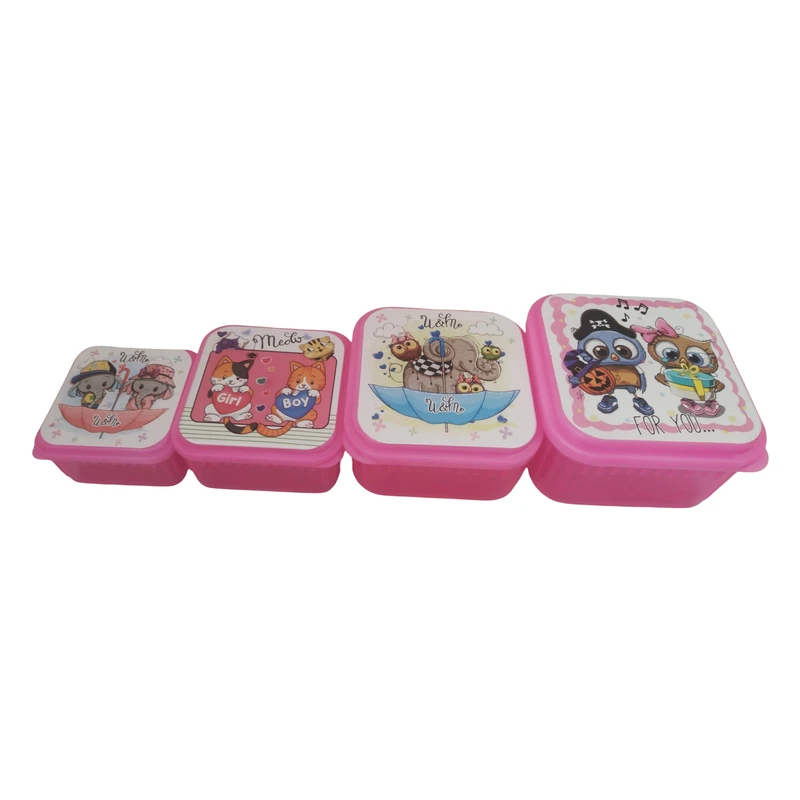 ظرف نگهدارنده غذا کودک مدل دو جغد کد 144 مجموعه 4 عددی