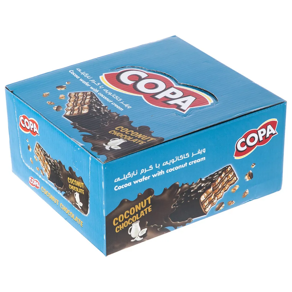 ویفر کاکائویی با کرم نارگیلی کوپا بسته 30 عددی