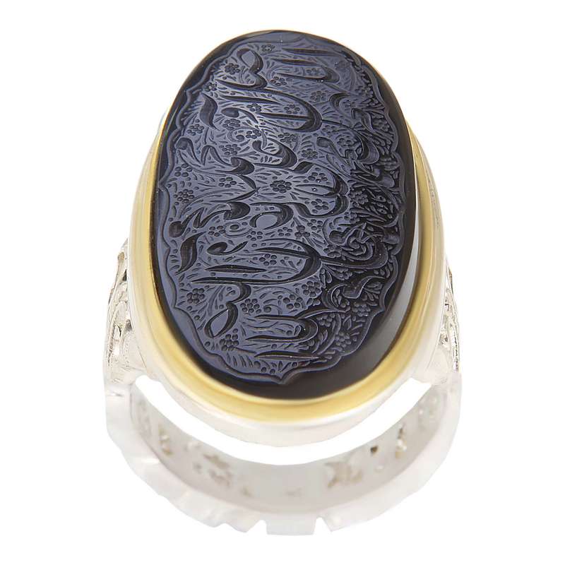 انگشتر نقره مردانه  بازرگانی میلادی مدل سنگ عقیق کد AM_2362