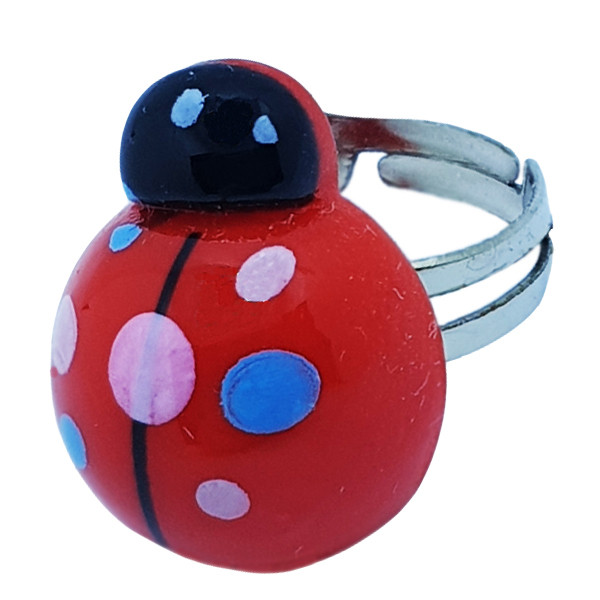 انگشتر دخترانه طرح کفش دوزک کد 003