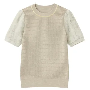 بلوز آستین کوتاه یقه گرد زنانه مدل coffe-1997