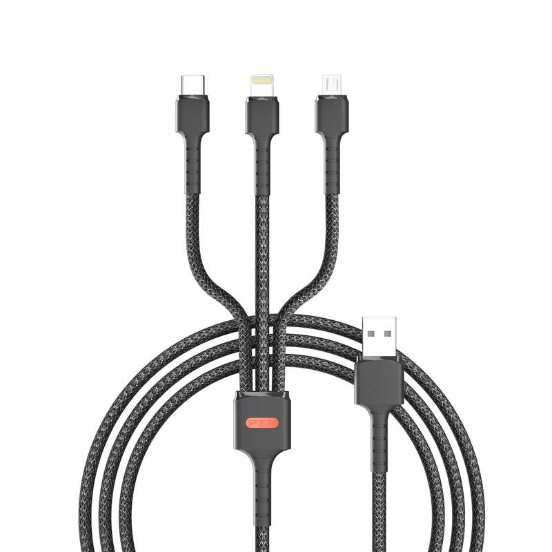 کابل تبدیل usb به USB-C / microusb / لایتنینگ پی زد ایکس مدل V136 طول 1 متر