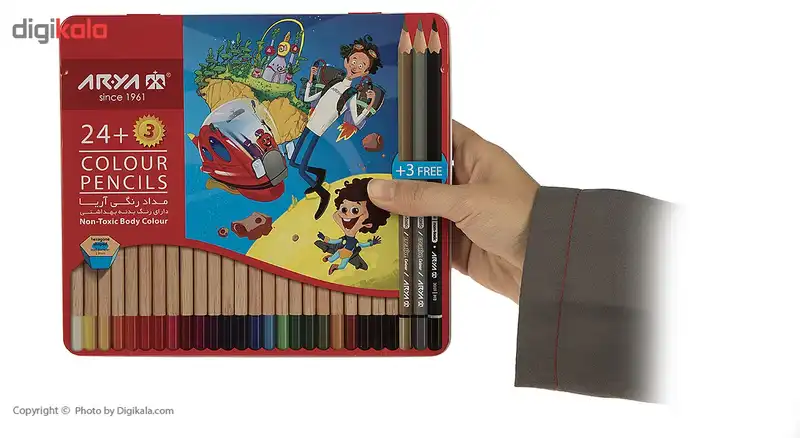 مداد رنگی 24+3 رنگ آریا مدل 3022