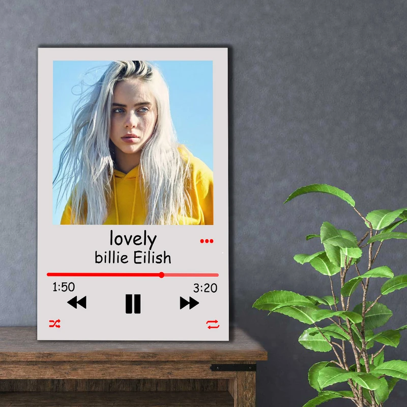 تابلو شاسی مدل موزیک آرت طرح بیلی ایلیش Billie Eilish Lovely کد MP3-2