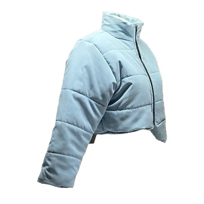 کاپشن زنانه مدل کراپ رنگ آبی کمرنگ